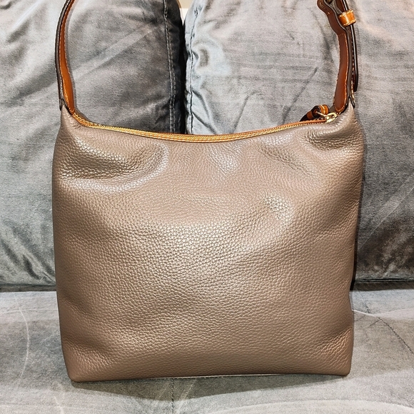 DOONEY & BOURKE PAIGE SAC PEBBLED LEATHER TASSLED HOBO BAG IN ELEPHANT BNWOT - Picture 12 of 17